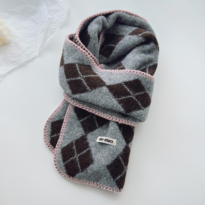 Ženski šal s korejskim retro quilted plaid uzorkom, od vune i smjese, warp-knit pletenje, zimska toplina, svestran stil