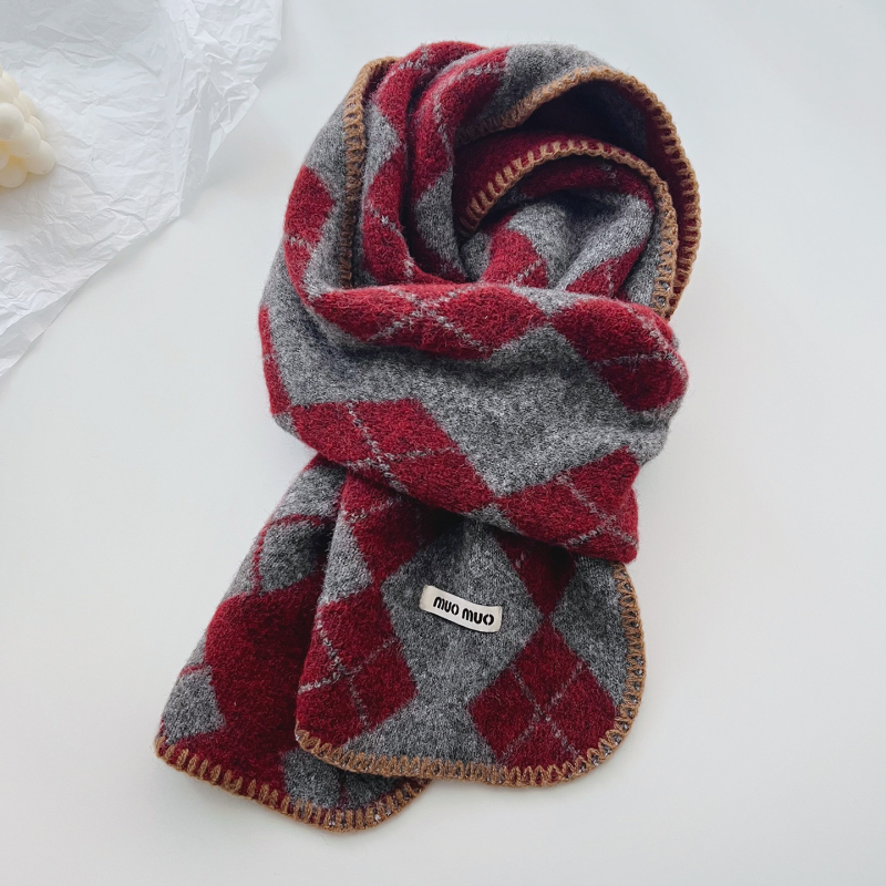 Ženski šal s korejskim retro quilted plaid uzorkom, od vune i smjese, warp-knit pletenje, zimska toplina, svestran stil