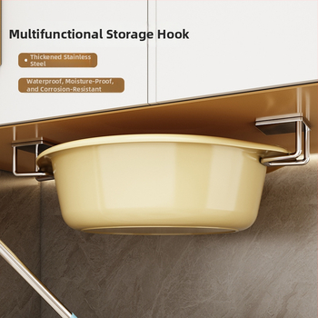 Raft suspendat din oțel inoxidabil pentru baie cu cârlige sub chiuvetă, finisaj șlefuit, 1 nivel, sarcină 1 kg