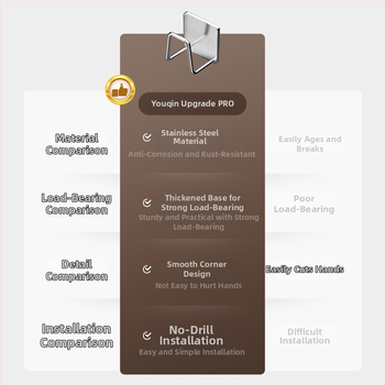 Raft suspendat din oțel inoxidabil pentru baie cu cârlige sub chiuvetă, finisaj șlefuit, 1 nivel, sarcină 1 kg