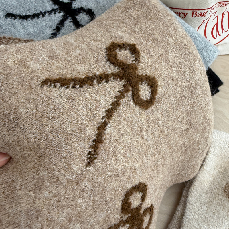 Шал от вълнена смес с панделка, права тъкан, топъл зимен аксесоар, колекция 2025