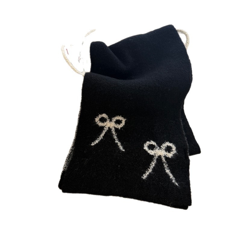 Шал от вълнена смес с панделка, права тъкан, топъл зимен аксесоар, колекция 2025