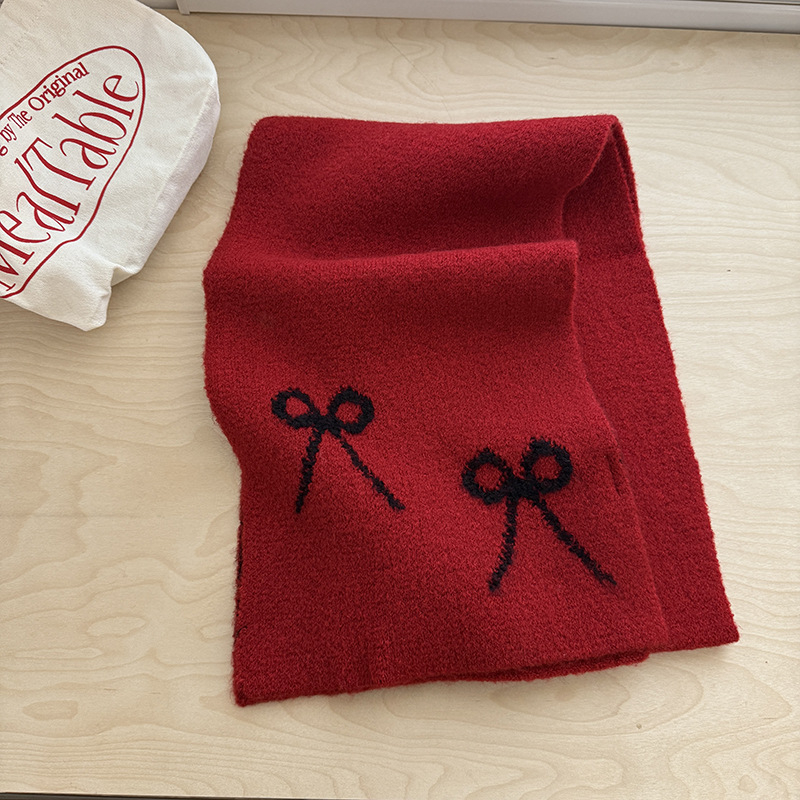 Шал от вълнена смес с панделка, права тъкан, топъл зимен аксесоар, колекция 2025