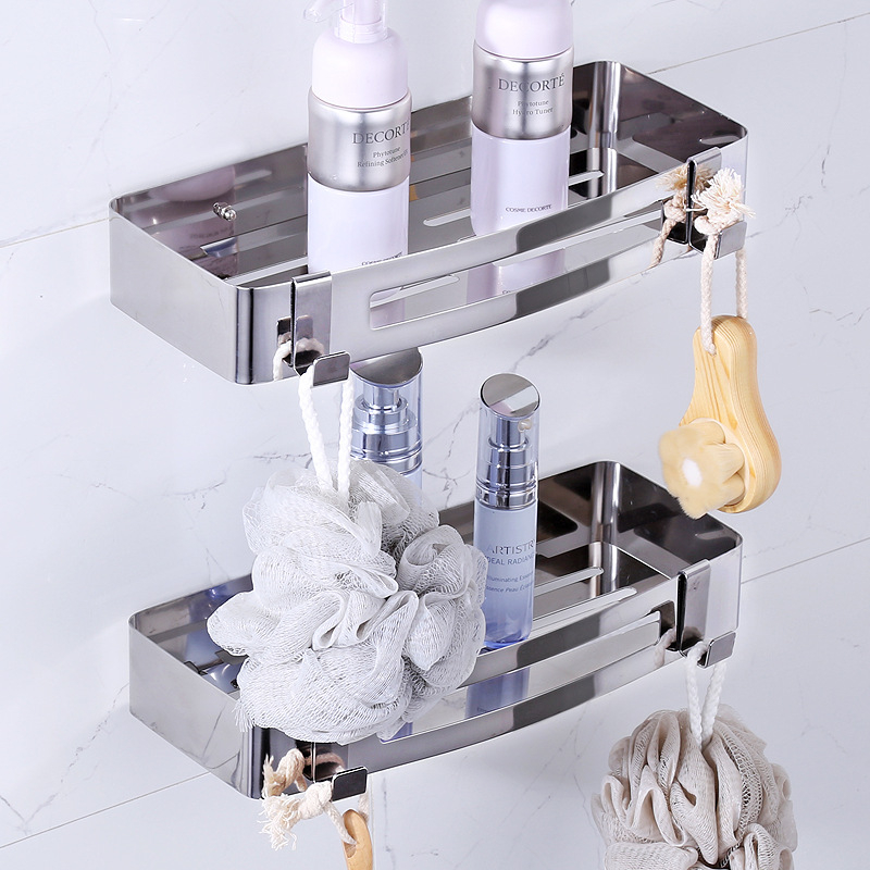 Raft de colț pentru baie, oțel inoxidabil, finisaj lucios, 2 etaje, modelul 750, capacitate de încărcare 10