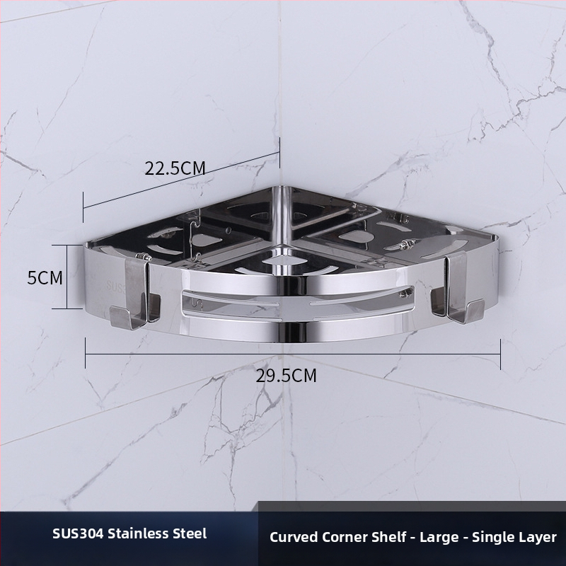 Raft de colț pentru baie, oțel inoxidabil, finisaj lucios, 2 etaje, modelul 750, capacitate de încărcare 10