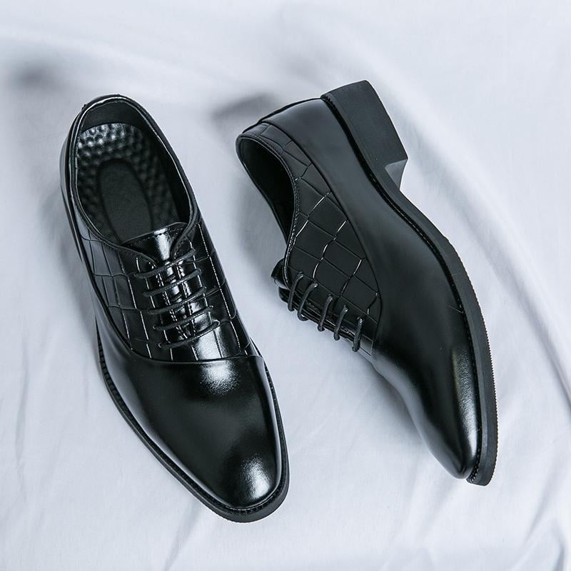 Férfi magas-talpú bőrcipő üzleti megjelenéshez, PU felsőrész, bőr talp, 18–40 éves fiataloknak