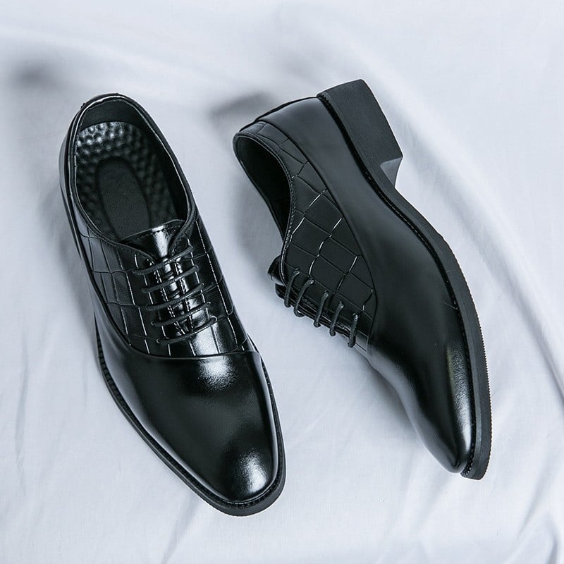 Férfi magas-talpú bőrcipő üzleti megjelenéshez, PU felsőrész, bőr talp, 18–40 éves fiataloknak