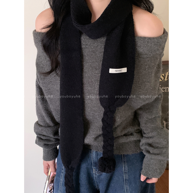 Шал с пухени топчета, корейски стил за жени, топъл през зимата, моден аксесоар