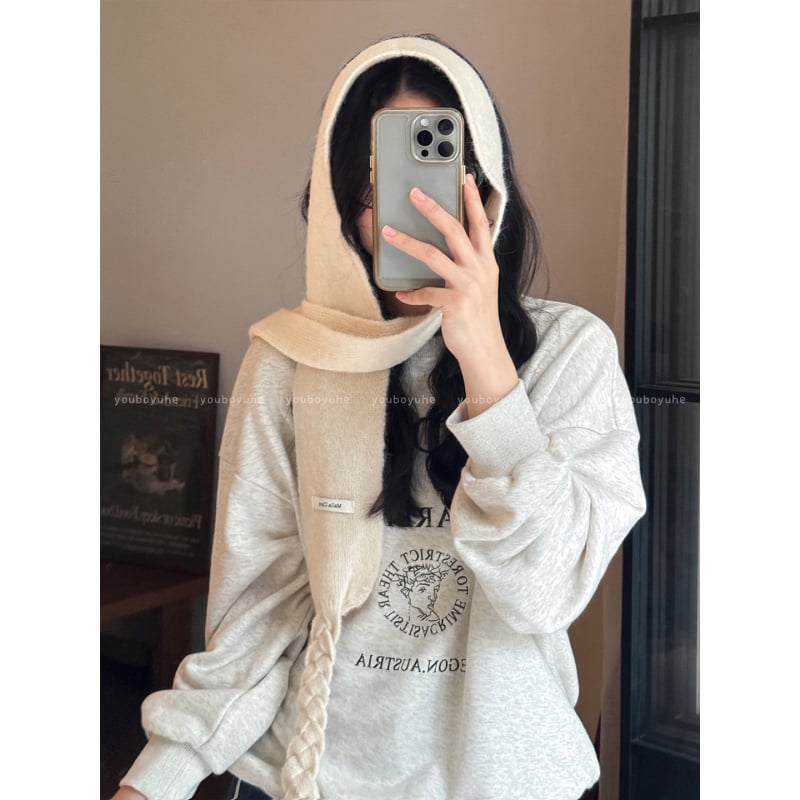 Шал с пухени топчета, корейски стил за жени, топъл през зимата, моден аксесоар