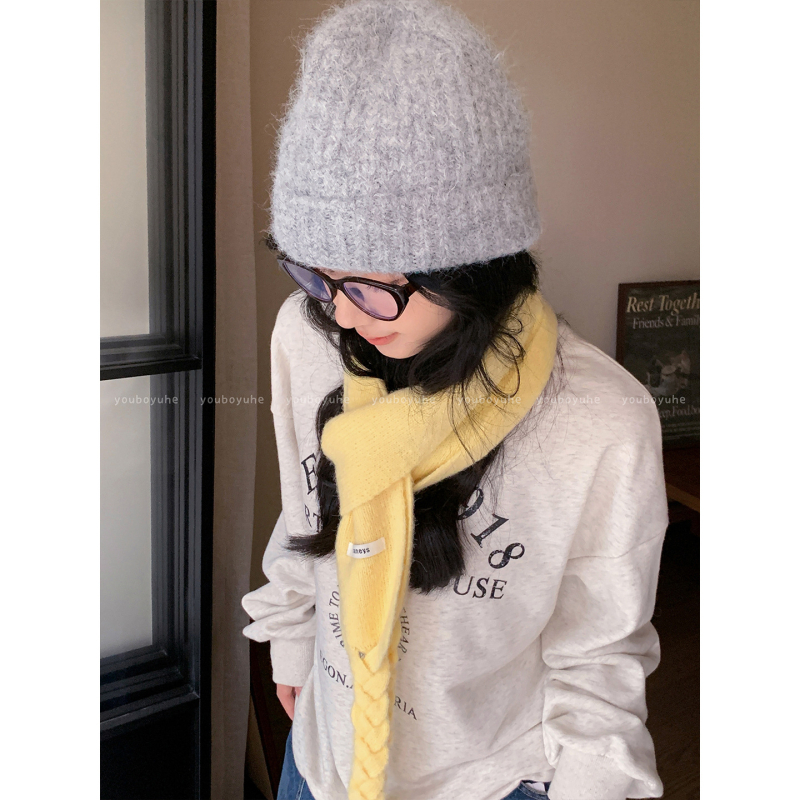 Шал с пухени топчета, корейски стил за жени, топъл през зимата, моден аксесоар