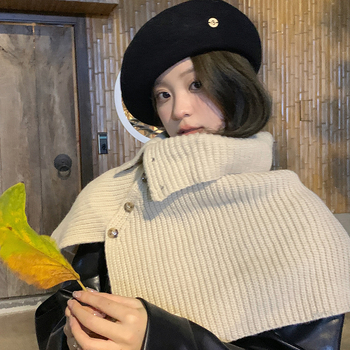 Дамски шал за врата с копчета – топло плетено полиестерно изделие, зимен корейски стил