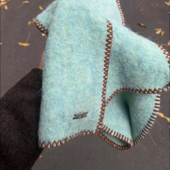 Женски зимен шал от вълна, корейски стил, контрастен кант, тъкане Warp knitting