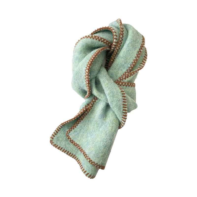 Женски зимен шал от вълна, корейски стил, контрастен кант, тъкане Warp knitting