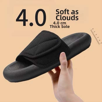 Férfi nyári papucs nyitott orrú, csúszásmentes talp, vastag magasságot növelő talp, hálós felsőrész, Velcro zárás