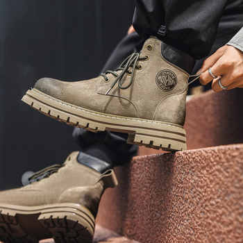 Martin bakancs valódi bőrből – vastag talp, kerek orr, előről fűzött, középmagas szár