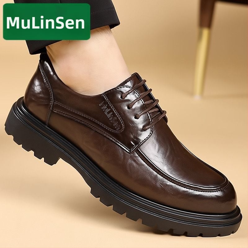 Mulinsen férfi formális bőrcipő — mikroszálas bőr felsőrész, bőr orrvédő, gumírozott talp, alacsony profil, kopásálló