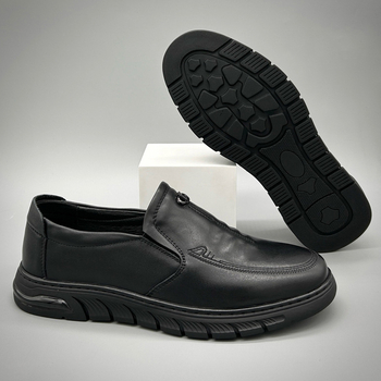 Férfi mindennapi cipő első réteg marhabőrrel, légáteresztő, csúszásmentes gumitalp, kerek orr, középkorúaknak 40–60