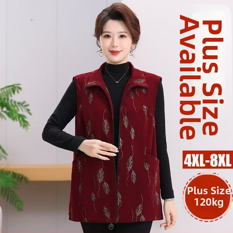 Ženski prsluk od corduroya, kineski stil, književno retro s cvjetnim uzorkom, srednja duljina 65–80 cm, proljeće 2025