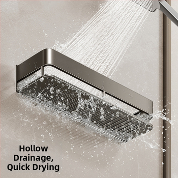 Raft de baie montat pe perete, ridicat, fără găuri; construcție din aluminiu, capacitate de încărcare 15 kg