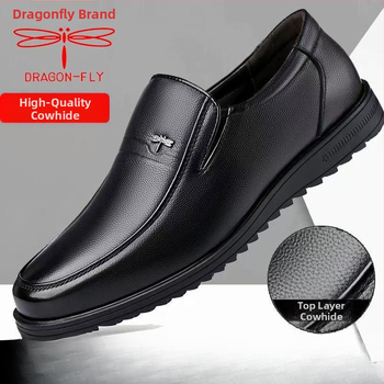 Férfi bőrből készült cipő, felsőrész kecske bőrből, talp gumi, faragott szárny mintás, idős férfiaknak, 2025 tavasz kiadás