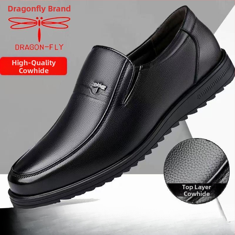 Férfi bőrből készült cipő, felsőrész kecske bőrből, talp gumi, faragott szárny mintás, idős férfiaknak, 2025 tavasz kiadás