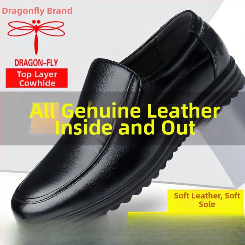 Férfi bőrből készült cipő, felsőrész kecske bőrből, talp gumi, faragott szárny mintás, idős férfiaknak, 2025 tavasz kiadás