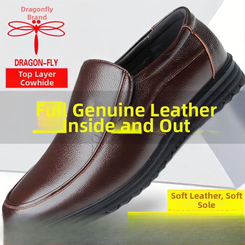 Férfi bőrből készült cipő, felsőrész kecske bőrből, talp gumi, faragott szárny mintás, idős férfiaknak, 2025 tavasz kiadás