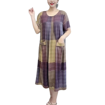 Haljina s okruglim izrezom, kratkim rukavima, kratkom duljinom, uski kroj, kineski stil