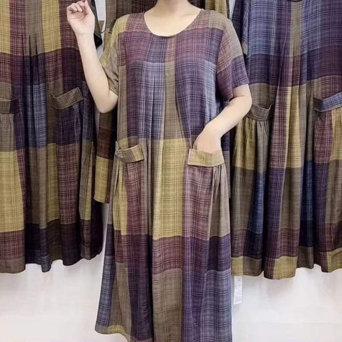 Haljina s okruglim izrezom, kratkim rukavima, kratkom duljinom, uski kroj, kineski stil