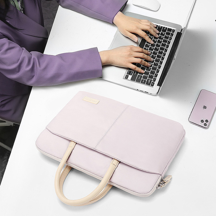 apirily Geantă laptop unisex pentru afaceri – ușoară, impermeabilă, din țesătură Oxford, căptușită cu nailon, model solid