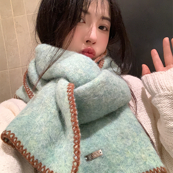 Вълнен шал с кант по ръба, плетен на машина, зимна топлина, съдържание на вълна 11–20%