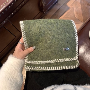 Вълнен шал с кант по ръба, плетен на машина, зимна топлина, съдържание на вълна 11–20%