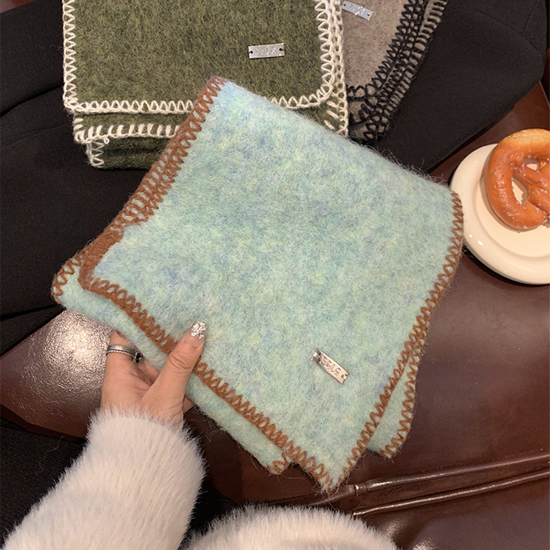 Вълнен шал с кант по ръба, плетен на машина, зимна топлина, съдържание на вълна 11–20%