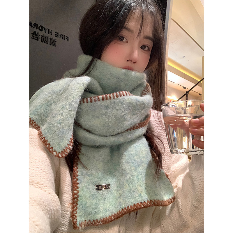 Вълнен шал с кант по ръба, плетен на машина, зимна топлина, съдържание на вълна 11–20%