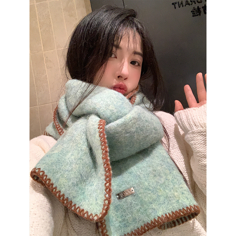 Вълнен шал с кант по ръба, плетен на машина, зимна топлина, съдържание на вълна 11–20%