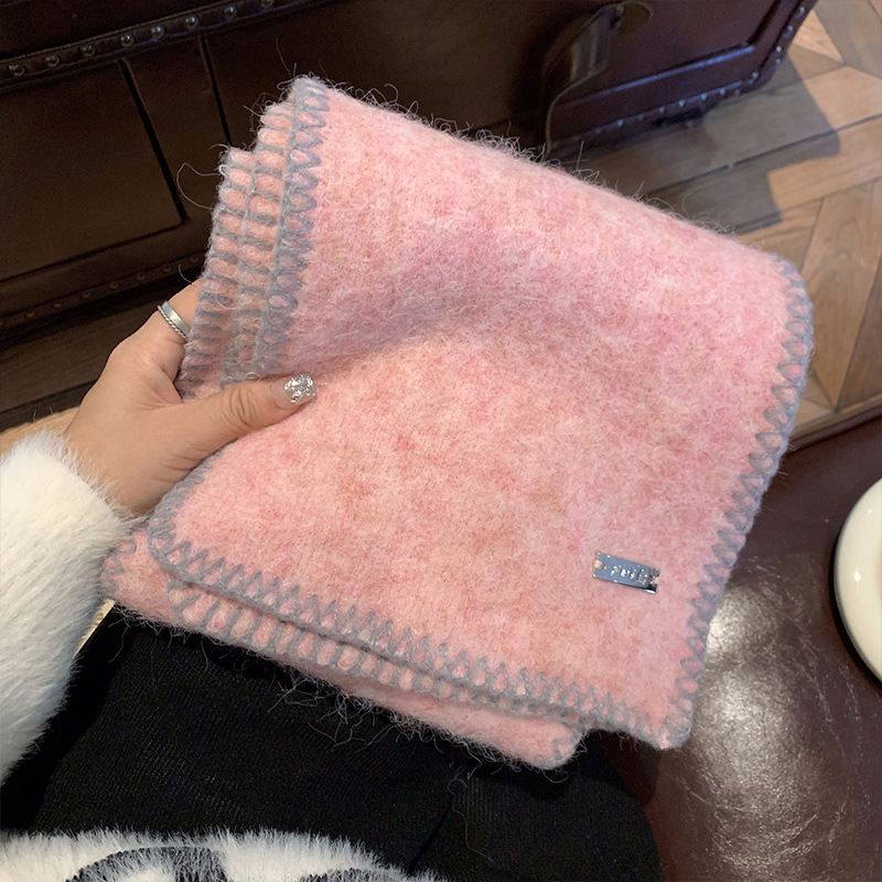 Вълнен шал с кант по ръба, плетен на машина, зимна топлина, съдържание на вълна 11–20%