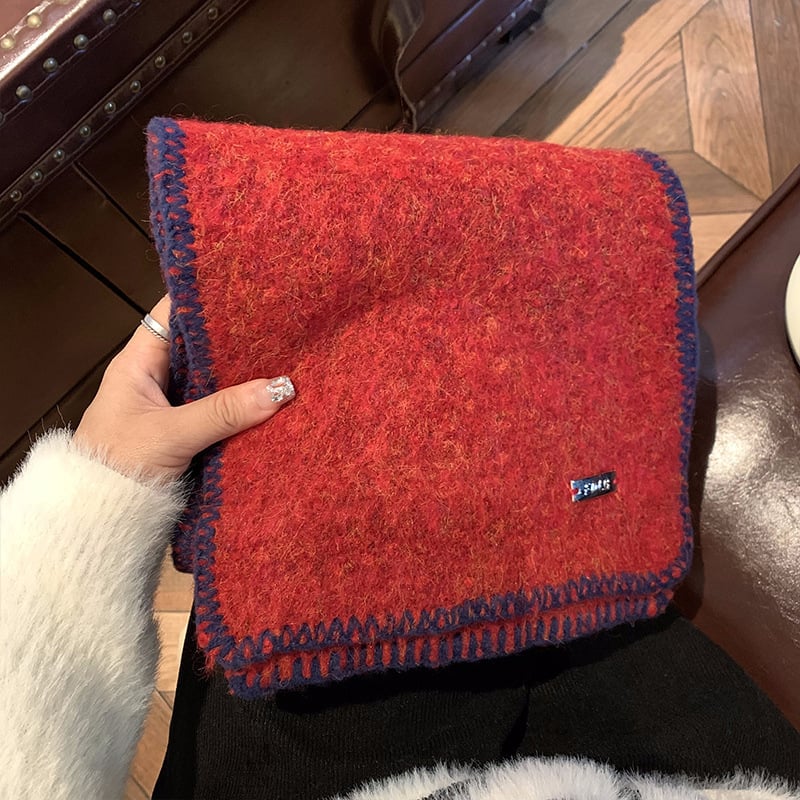 Вълнен шал с кант по ръба, плетен на машина, зимна топлина, съдържание на вълна 11–20%