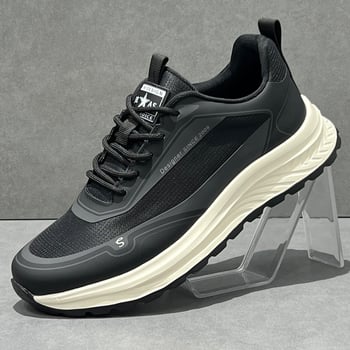 Férfiaknak tervezett vastag talpú sportcipő, légáteresztő Flyknit felsőrész, középmagas bokaszint 3–7 cm, fűzővel záródó, habtalp