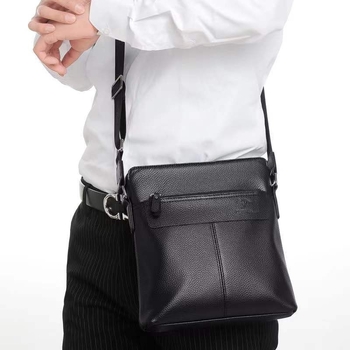 Muška torba preko ramena od kože prvog sloja, gradski stil, podstava od poliestera, prozračna i vodootporna