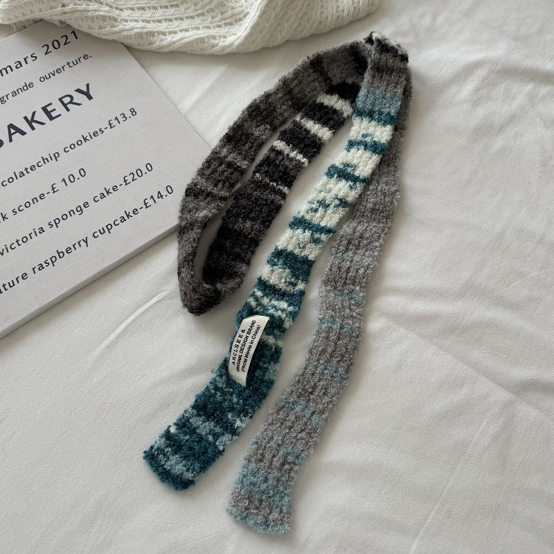 Ženski šal u korejskom stilu, tanak i plišan, topao uz šarene šavove — Warp-knit pletenje, zadržava toplinu, zimska upotreba, poliester tkanina, izdanje jeseni 2024