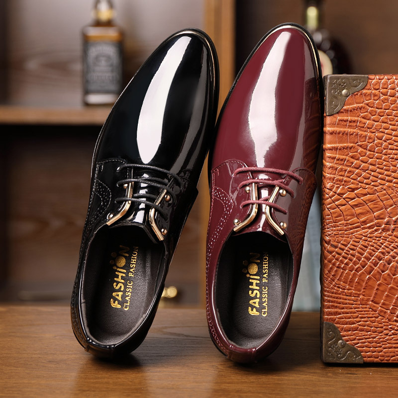 Férfi bőrcipők - Mikroszálas felsőrész, bőr talp, hegyes orr, alacsony felső rész, lélegző