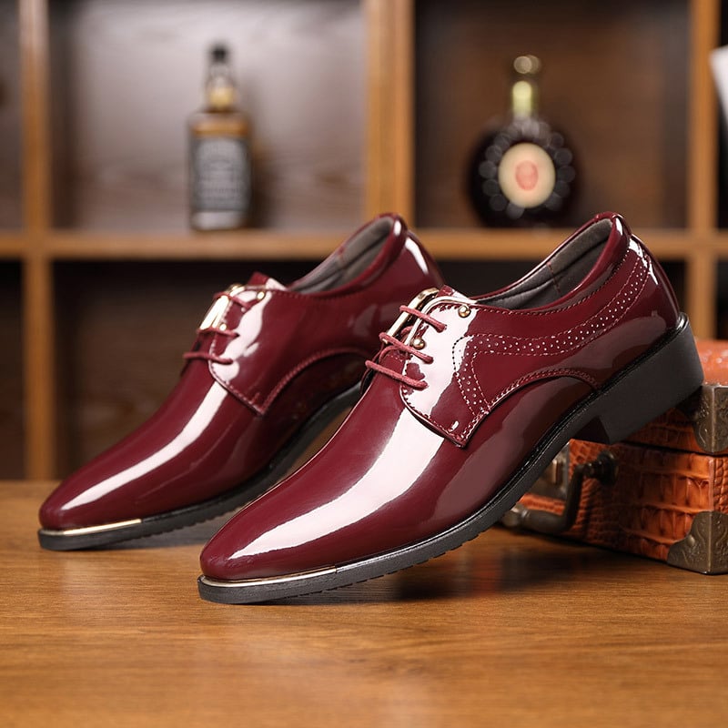 Férfi bőrcipők - Mikroszálas felsőrész, bőr talp, hegyes orr, alacsony felső rész, lélegző