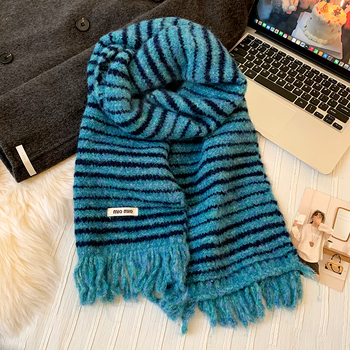 Женски плетен шал от вълна, корейски стил, зима, поддържа топлината