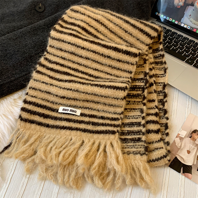Женски плетен шал от вълна, корейски стил, зима, поддържа топлината