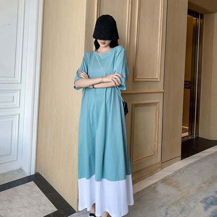 Дълга рокля с патчворк, TR плат, PVC ≤30%, Полиестер 30–50%