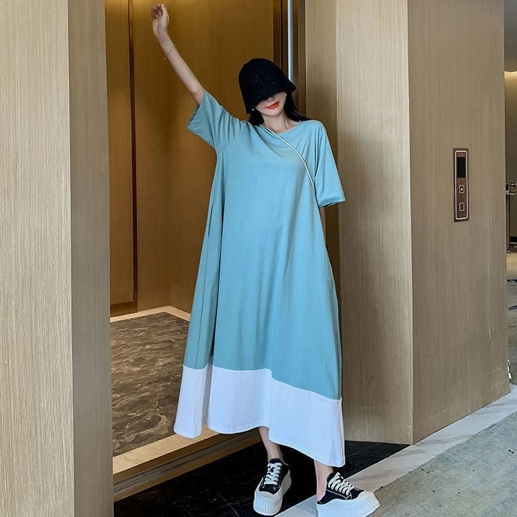 Дълга рокля с патчворк, TR плат, PVC ≤30%, Полиестер 30–50%