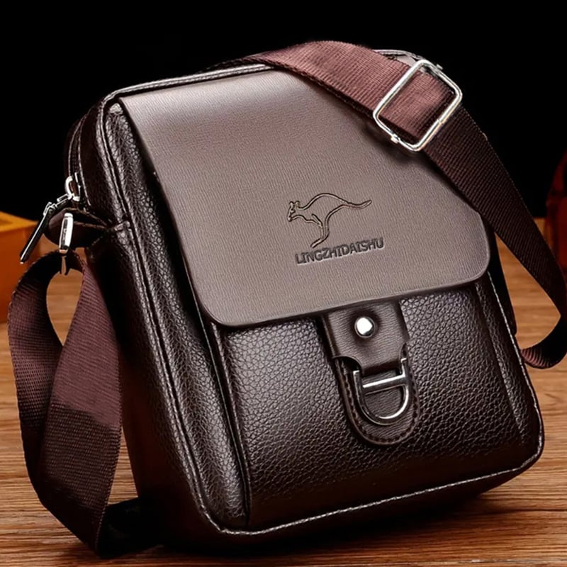 Muška torba preko ramena od PU kože, nylon podstava, Lingzhi Kangaroo, poslovni stil Elite