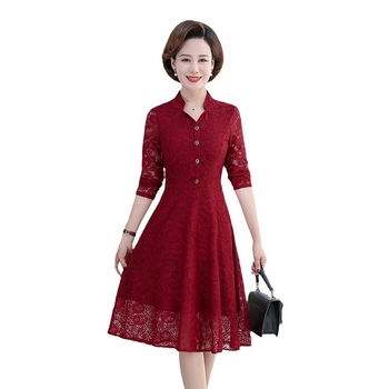 Csipkés ruha, karcsú szabás, középhosszú, tavasz 2024, 95% poliészter