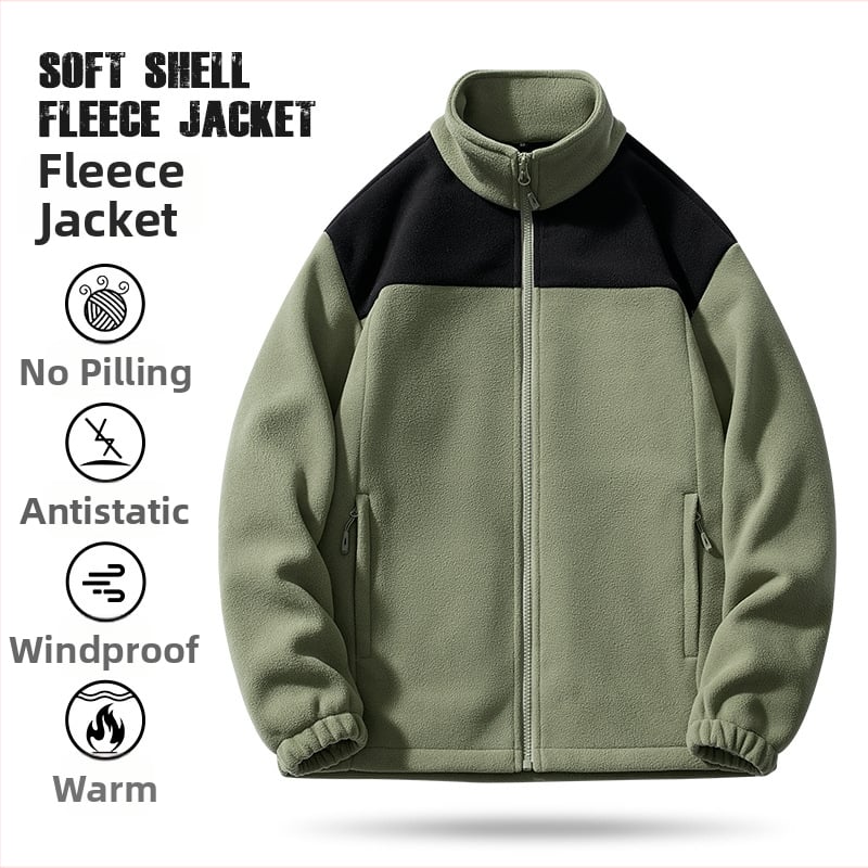 Unisex φλις μπουφάν με επένδυση πολερ φλις, αντιανεμικό και ζεστό, αντίθετο σχέδιο, για ορειβασία και κατασκήνωση την άνοιξη