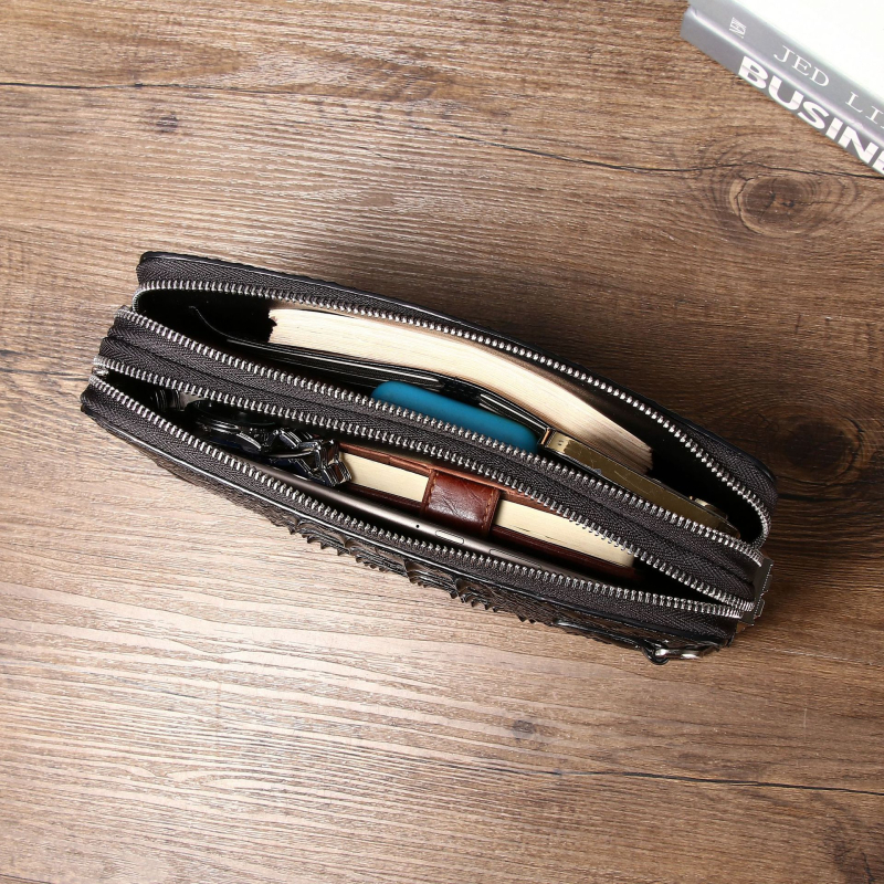 Muška clutch torbica od silikona, urbani stil, životinjski uzorak, dvostruki zatvarač